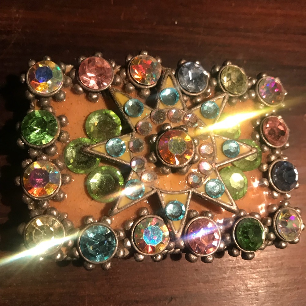 Multi color rhinestone crystals belt buckle